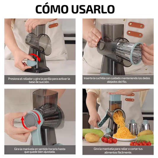 Rallador giratorio multiusos para verduras y queso